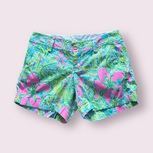 Lilly Pulitzer Callahan 5” Short Women’s Size 0 Pink Green Blue Coconut Jungle